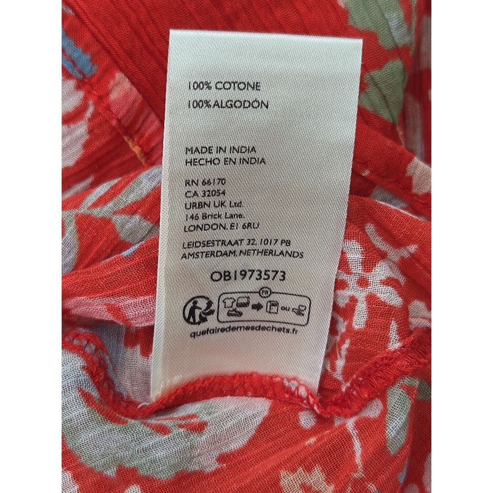 Pilcro Anthropologie Sidney Batwing Peasant Blouse Red Floral Gauze Top Sz S - Picture 6 of 8